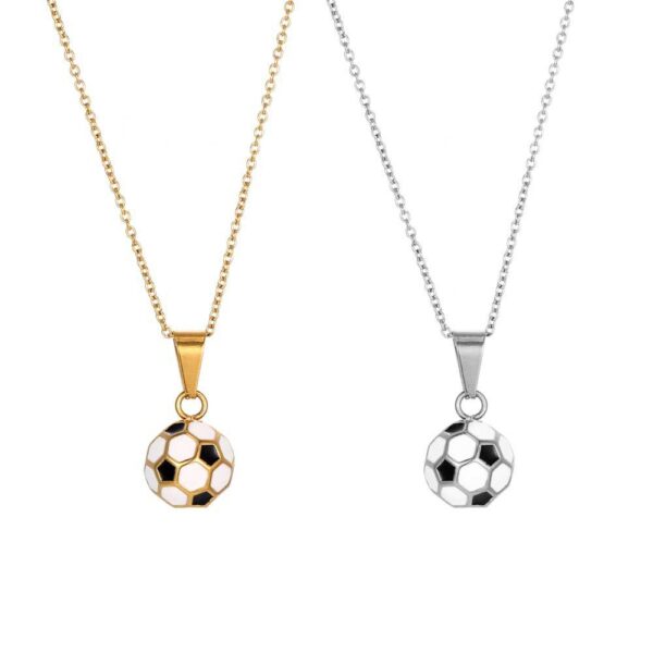 Wholesale World Cup Football Sports Series Titanium Steel Jewelry Explosive Men's Football Necklace Drops of Glue Football Pendant SP1012