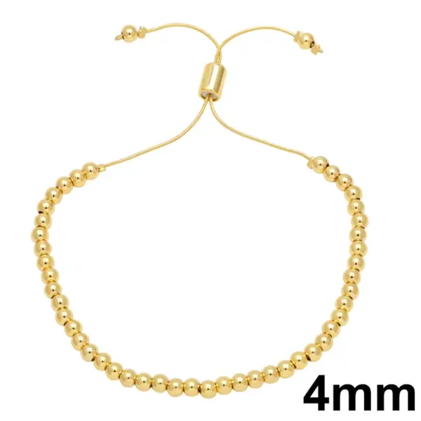 Wholesale Basic Fashion Simple Style Round Copper Beaded Plating 18k Gold Plated Bracelets