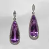 Wholesale Classic Water Micro-set Purple Zircon Contrast Color Long Copper Earrings Wholesale
