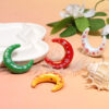 Wholesale Christmas-themed snowflake-printed acrylic moon beaded bracelet