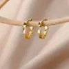 Copper Flower Butterfly PVD Coated 18K Real Gold Plated Elegant Classic Style Hoop Earrings