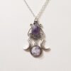 Wholesale Eucalyptus Cross-border Trade Triple Moon Goddess Necklace Amethyst Jewelry Retro Creative Personality Alloy Necklace