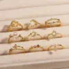 Wholesale Jewelry Cute Romantic Sweet Colorful Heart Shape Petal Copper Artificial Rhinestones Artificial Diamond Rhinestones Inlay Open Rings