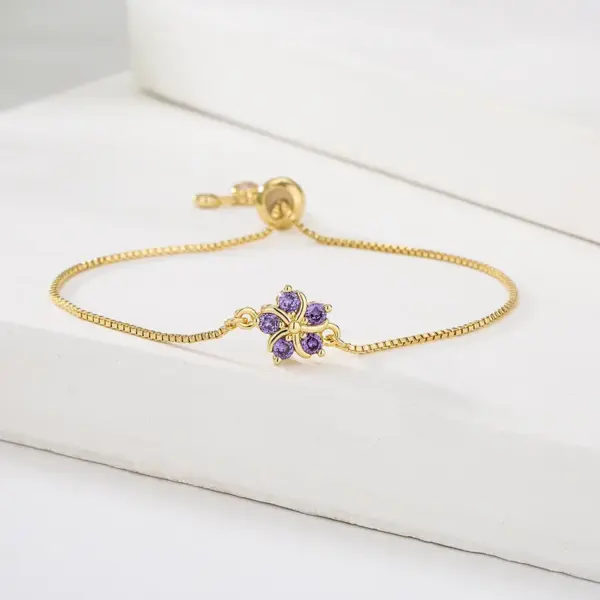 Wholesale Fashion Flower Copper Zircon Bracelets In Bulk