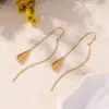 Wholesale PVD Coated Real Gold Plated 18K Gold Geometric 304 Stainless Steel Elegant Vacation Simple Style Waterproof Non Tarnish Drop Earrings