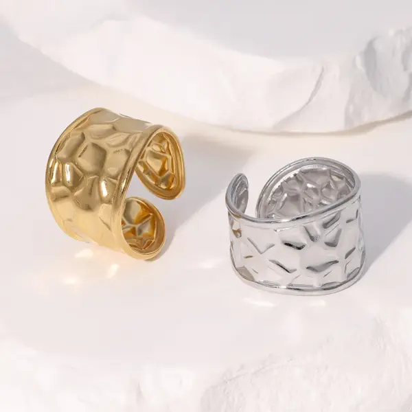 Wholesale PVD Coated Real Gold Plated 18K Gold Irregular 304 Stainless Steel Modern Style Simple Style Waterproof Non Tarnish Open Rings