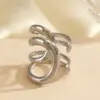 Wholesale Ion Plating (IP) 18K Gold Plated Geometric 304 Stainless Steel IG Style Simple Style Waterproof Non Tarnish Open Rings