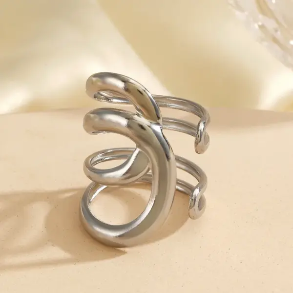 Wholesale Ion Plating (IP) 18K Gold Plated Geometric 304 Stainless Steel IG Style Simple Style Waterproof Non Tarnish Open Rings