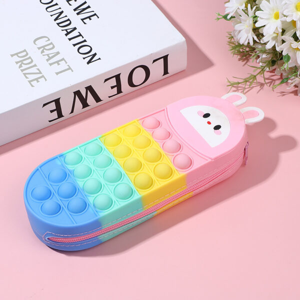 oly-7e33633b46059dd072db49d85eaaa690 Wholesale Decompression Silicone Pencil Case Cartoon Rabbit Panda Children's Pencil Bo