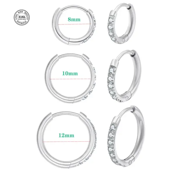 Stainless Steel Diamond Embedded Round Wire Ear Cuff Unisex Fashion Earrings New Style Zirconium Ring For Men And Women