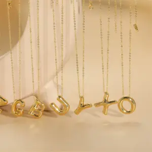 Wholesale Copper 14K Gold Plated Vintage Style Simple Style Commute Letter Pendant Necklace