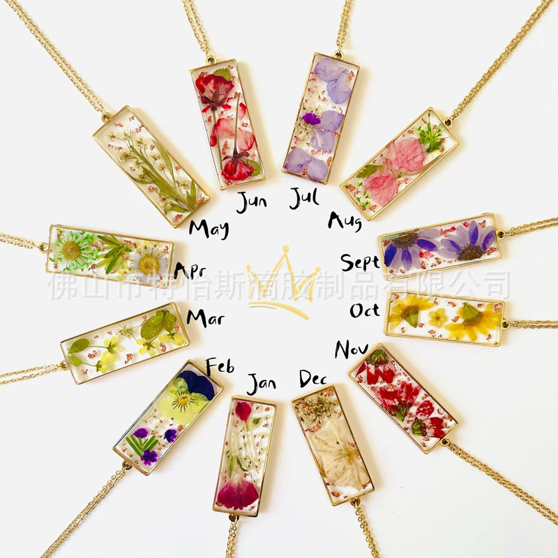 Wholesale December flower necklace natural real flower rose pansy flower pendant jewelry