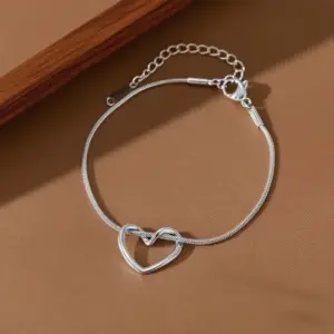 S02216-Twisted Heart-Bracelet-Steel Color