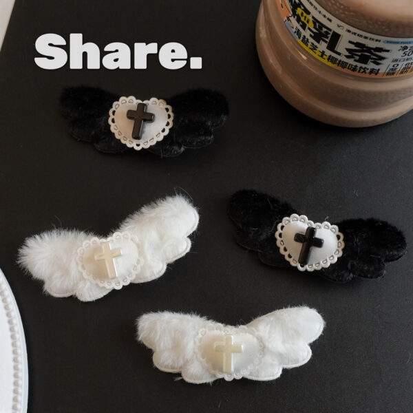 Wholesale White Angel Heart Cross Wings Hairpin Side Clip Sexy Subculture Design Harajuku Style Cute Headdress for Women