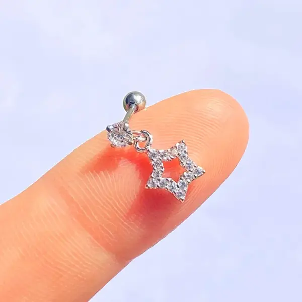 Wholesale Stainless Steel Zircon Star Waterproof Non Tarnish Surgical Steel Elegant Ear Studs For Women'S