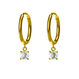 Wholesale 1 Pair Simple Style Geometric Inlay Titanium Steel Zircon Earrings