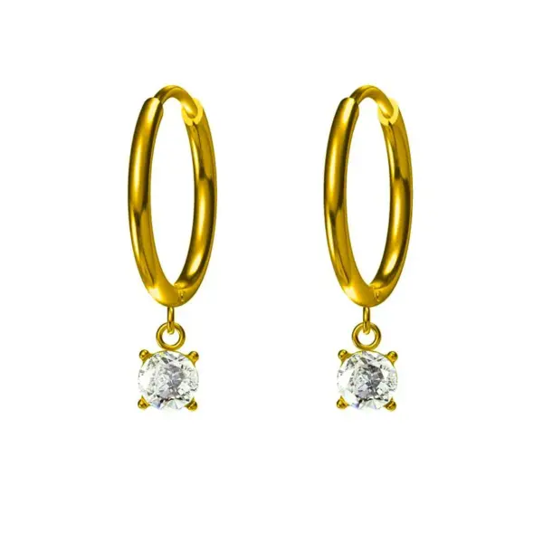 Wholesale 1 Pair Simple Style Geometric Inlay Titanium Steel Zircon Earrings