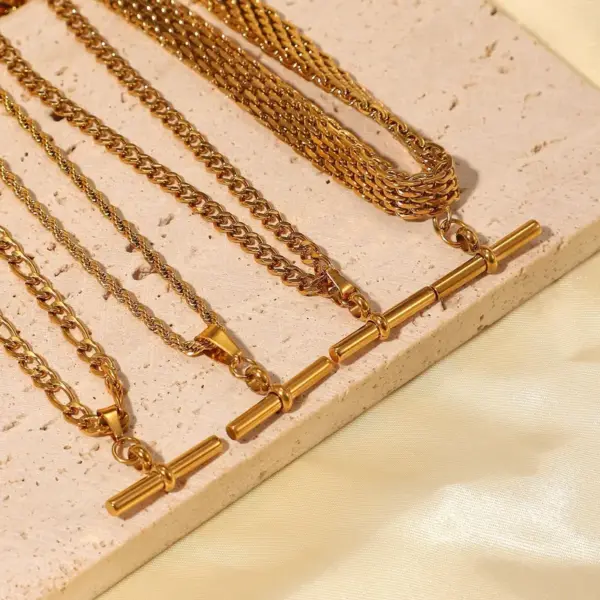 Wholesale Jewelry Fashion Geometric Stainless Steel PVD Coated Plating Necklace