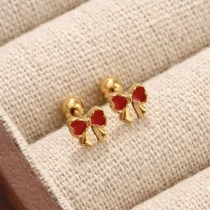 Gold / Average Size / A Pair of Red Bowknot