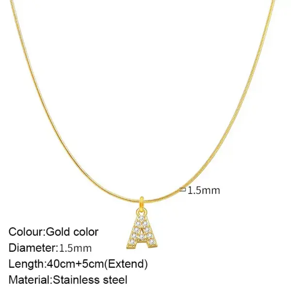 PVD Coated Real Gold Plated Letter Stainless Steel Waterproof Non Tarnish Pendant Necklace