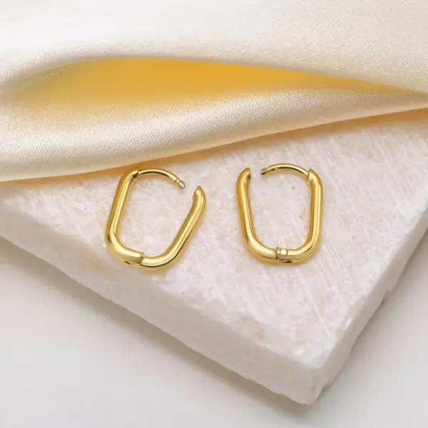 Wholesale PVD Coated Real Gold Plated Geometric 201 Stainless Steel Casual Basic Modern Style Waterproof Non Tarnish Earrings