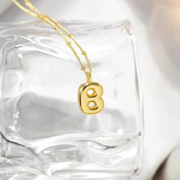 Wholesale Jewelry Simple Style Streetwear Letter Copper K Gold Plated Vacuum Plating Ball Chain Pendant Necklace