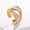 PVD Coated Real Gold Plated Geometric Stainless Steel Fashion Waterproof Non Tarnish Open Ring