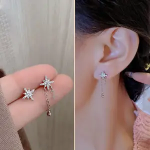 5# Asymmetric Eight Awn Star 925 Silver Needle (Copper Board)