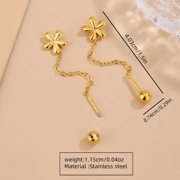 Wholesale 201 Stainless Steel 304 Stainless Steel Plastic Flower Ion Plating (IP) 18K Gold Plated Classic Style Waterproof Non Tarnish Multicolor-Golden Yellow Drop Earrings