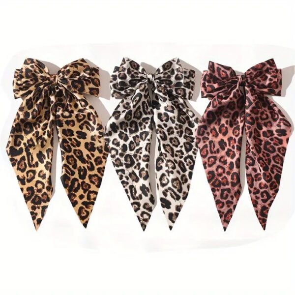 oly-7e57de23021d58f0dfb7dc198f7892fc Wholesale Cross-Border Retro Leopard Print Bow Printed Ribbon Spring Clip Hair Accessories Ponytail Hairpin Fabric New Women's Hair Accessories