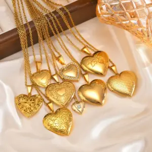 Wholesale Jewelry Simple Style Heart Shape 201 Stainless Steel 304 Stainless Steel 316 Stainless Steel Zircon Inlay Locket Necklace