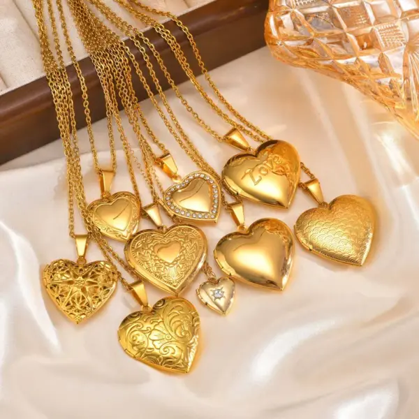 Wholesale Jewelry Simple Style Heart Shape 201 Stainless Steel 304 Stainless Steel 316 Stainless Steel Zircon Inlay Locket Necklace