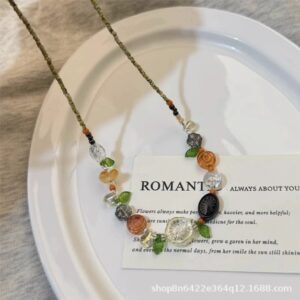 Botanical flower beaded necklace