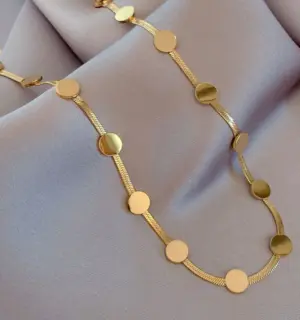 Wholesale PVD Coated 18K Gold Plated Circle 304 Stainless Steel Fashion Waterproof Non Tarnish 304 Stainless Steel Necklace