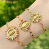 Copper Inlaid Zircon Geometric Artificial Gemstones Copper Bracelets