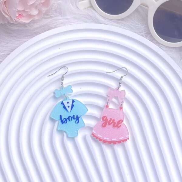 Wholesale Cross-border new blingbling pink blue clothes asymmetric acrylic earrings bow cute earrings