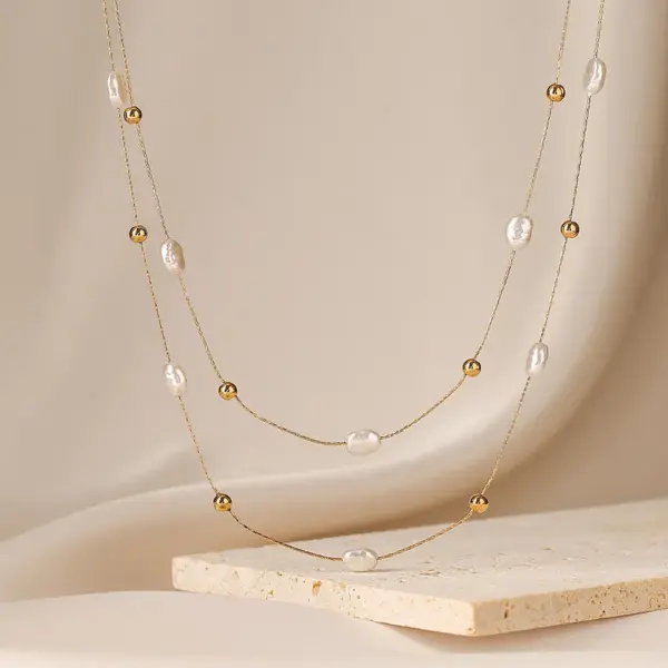 PVD Coated 18K Gold Plated Irregular 304 Stainless Steel Elegant Waterproof Non Tarnish 304 Stainless Steel Layered Necklaces