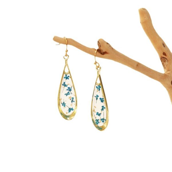 Wholesale Aiwei new cross-border European and American fashion modern dried flower earrings eternal flower earrings Gold-Plated Retro real flower earrings