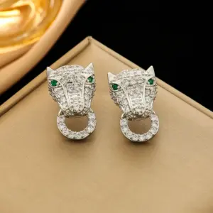 381 Cheetah Head Ear Studs-Silver