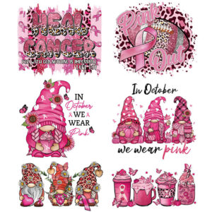 Wholesale Pink Ribbon Heat Transfer Printing Pattern UV DTF Ready to Press Transfers Wraps