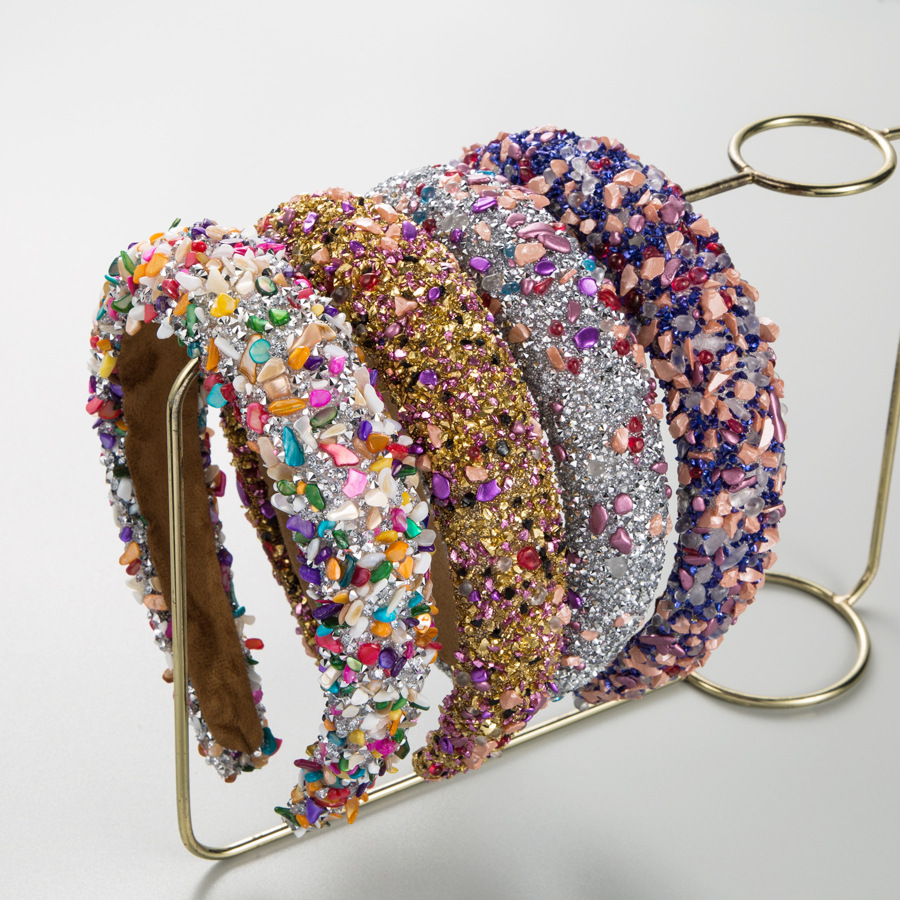 Wholesale exaerated Baroque colorful crystal candy snge wide-brimmed hairband headband jewelry hair aessories