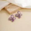 1 Pair Nordic Style Sweet Flower Plating Inlay Copper Zircon K Gold Plated Ear Studs