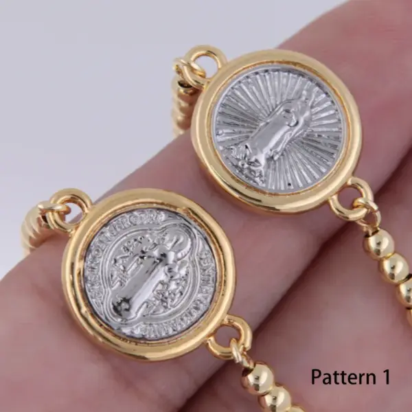 Wholesale Jewelry Simple Style Classic Style Cross Virgin Mary Copper 18K Gold Plated Plating Bracelets