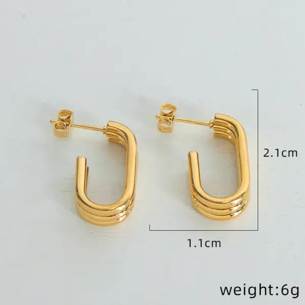 Wholesale 304 Stainless Steel Geometric PVD Coated 18K Gold Plated 18K Gold Simple Style Waterproof Non Tarnish Plating Rose Gold Gold Silver Ear Studs