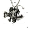 Wholesale Domineering Jewelry 2025 New European and American Style Street Hip-Hop Retro Men's Stainless Steel Fish Necklace