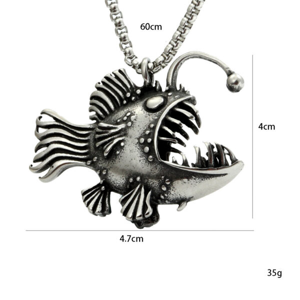 Wholesale Domineering Jewelry 2025 New European and American Style Street Hip-Hop Retro Men's Stainless Steel Fish Necklace