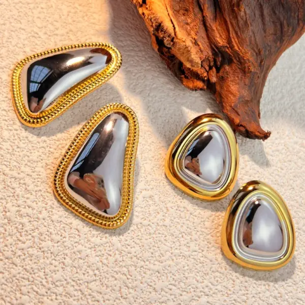 PVD Coated Real Gold Plated 18K Gold Color Block 304 Stainless Steel Elegant Classic Style Waterproof Non Tarnish Ear Studs