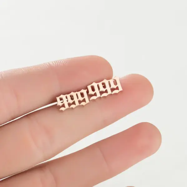 PVD Coated 18K Gold Real Gold Plated Number 304 Stainless Steel Simple Style Waterproof Non Tarnish Ear Studs