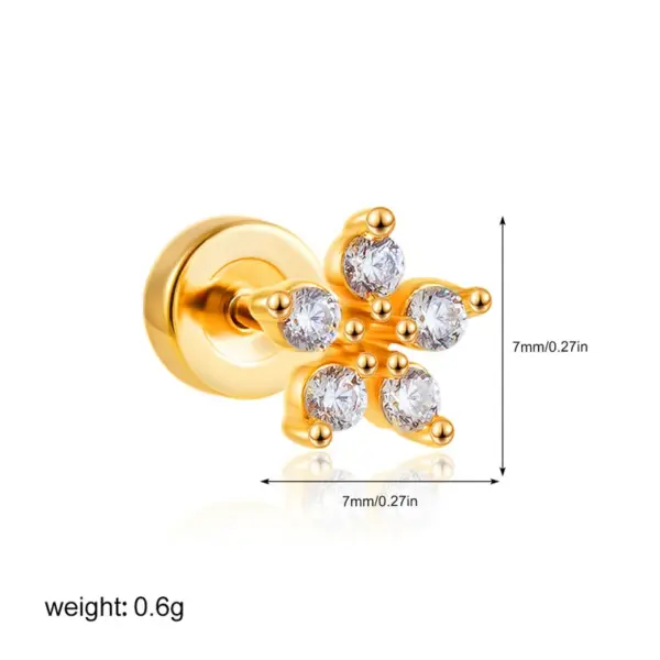 Wholesale 1 Piece Simple Style Geometric Star Heart Shape Plating Titanium Steel Zircon 18K Gold Plated Small Stud Earrings
