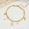 Wholesale Jewelry Casual Cute Beach Shell Fish 304 Stainless Steel Acrylic Imitation Pearl Zircon 18K Gold Plated Plating Inlay Anklet